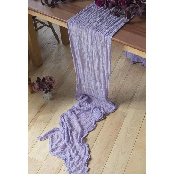 Lavender Purple Wedding Dining Tablecloth Cheesecloth Table Runner 2 pack - Picture 1 of 4